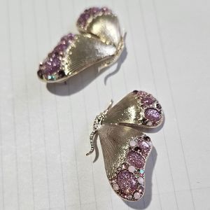 Betsey Johnson jeweled Butterfly statement earrings glam sparkle